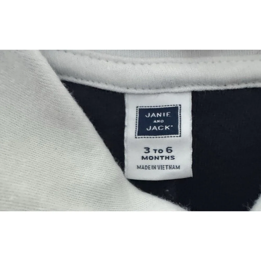 Janie And Jack Baby Boy Peter Pan Collared Quilted Navy/White Jumpsuit Size 3/6